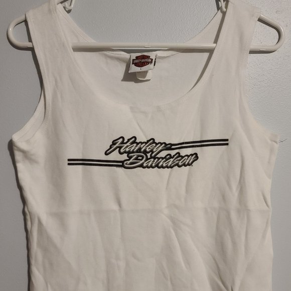 Tops - Womans Harley Davidson White Tank Sz L